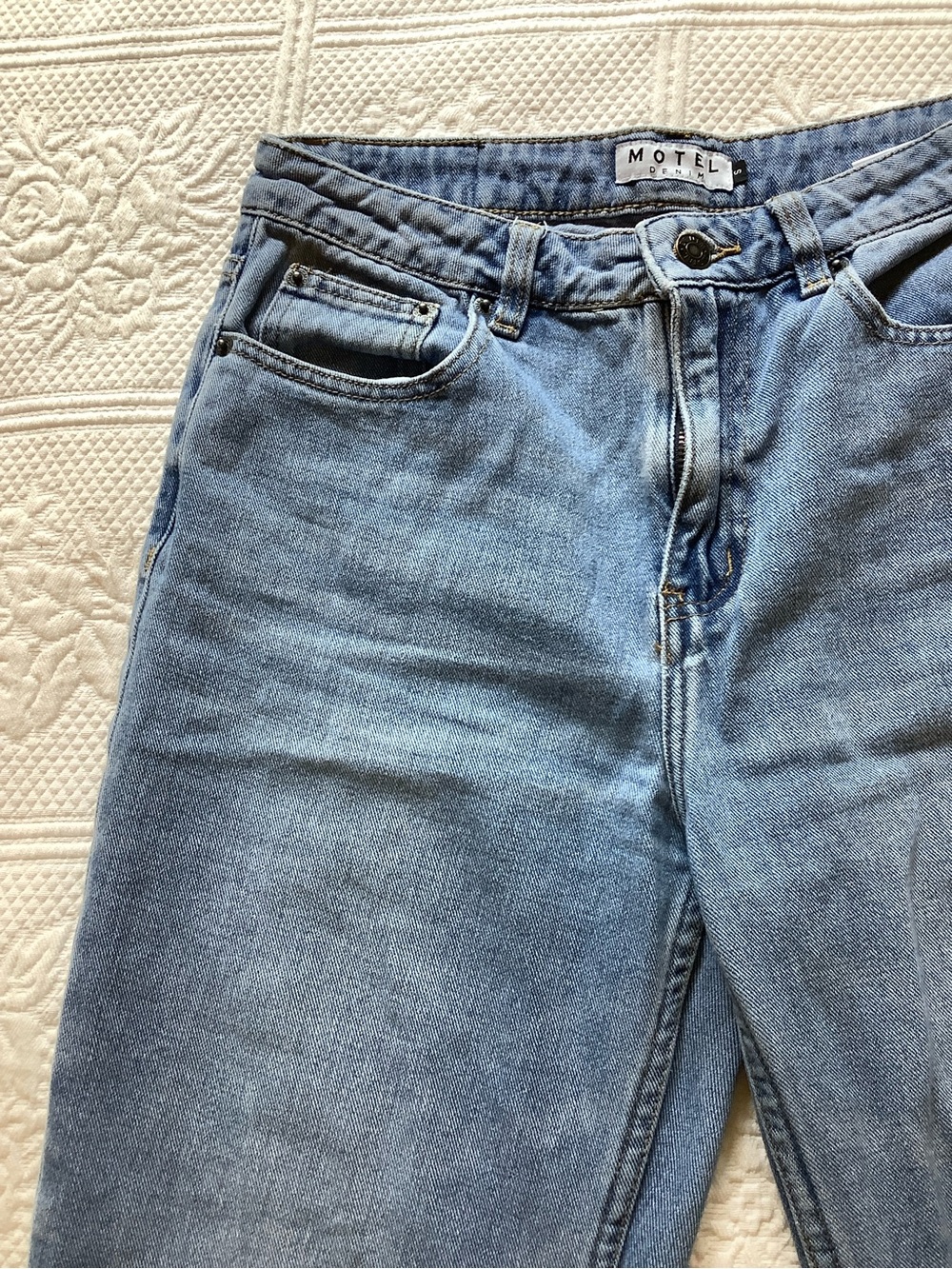 Motel Rocks Light Blue Straight Leg Jeans - Picture 3 of 13
